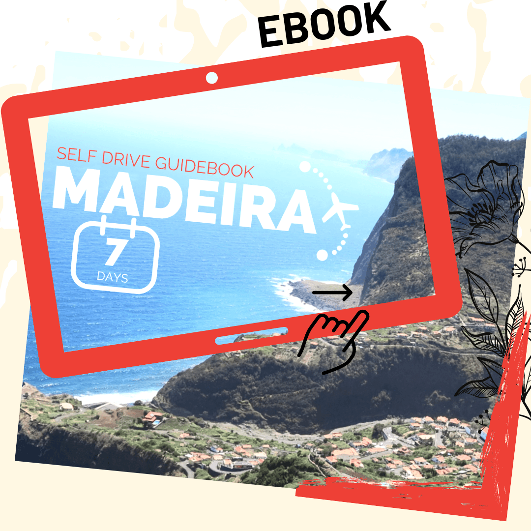 Cover of the 'Madeira Self-Driving Adventure for 7-Day Itineraries' e-book, accessible on computer, tablet, and mobile phone devices.